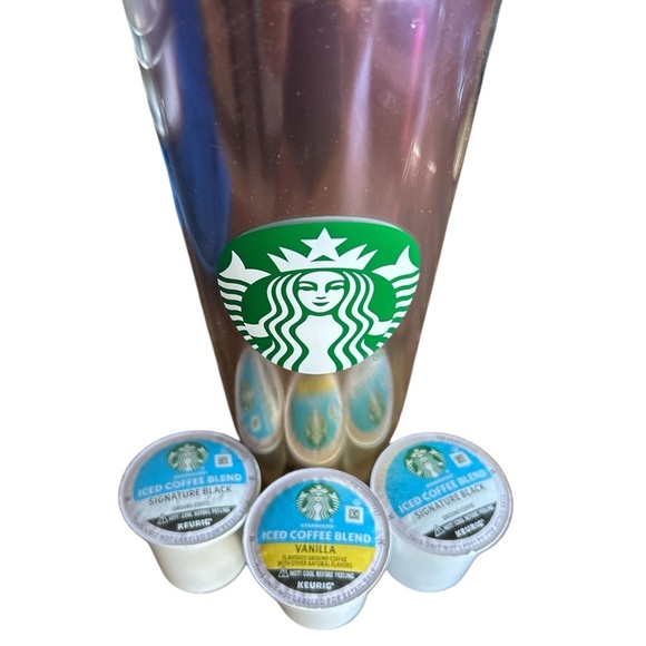 Starbucks Pink and Gold Metallic Tumbler with K/Cups New - Picture 3 of 3